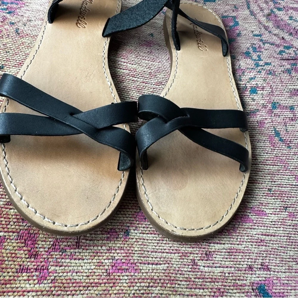 MADEWELL Boardwalk Black Leather Ankle‎ Strap Sandal size 7.5 - Picture 6 of 11